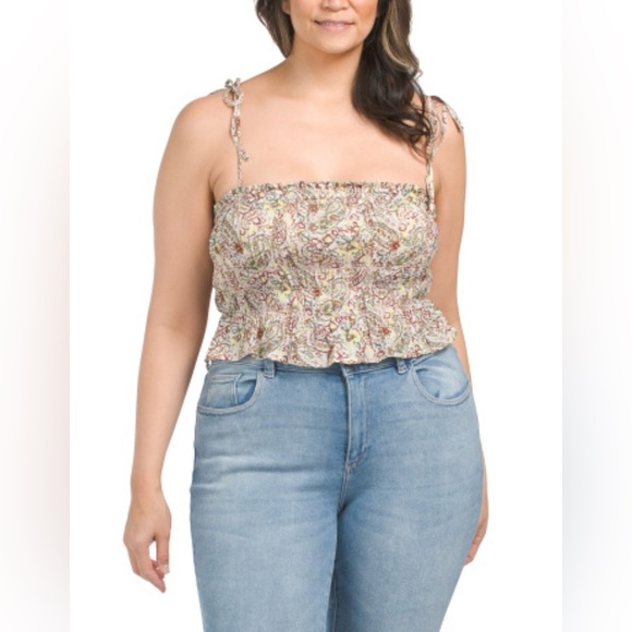 MANGO Women Patterned Cami With Ruffle, Multicolored, Size XL, NWT - Picture 2 of 12